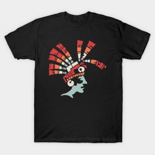 Vintage Style Aztec Headdress Design T-Shirt